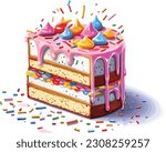 Cartoon Funfetti cake tshirt design, Vector, illustration