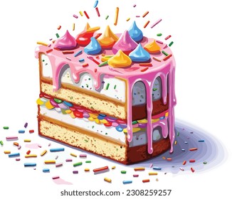 Cartoon Funfetti cake tshirt design, Vector, illustration