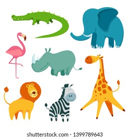 Wild Animals Birds Cartoon Kids Set Stock Vector (Royalty Free) 704558389