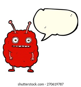 cartoon funny alien monster with speech bubble
