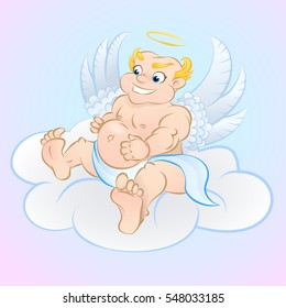 
Cartoon funny  angel cupid . Character mascot of Valentine's Day. Vector illustration