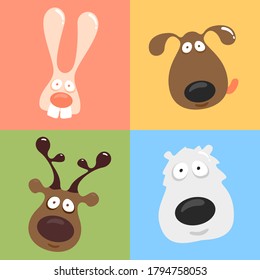Cartoon funny animals background design.Vector illustration of cartoon animal design series.