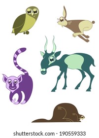 Cartoon funny animals set 