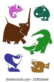 Cartoon funny animals set for design