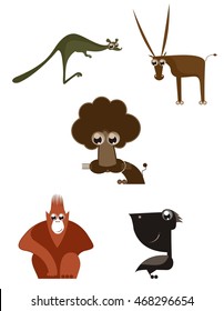Cartoon funny animals set for design 