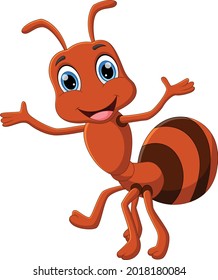 Cartoon Funny Ant Waving On White Stock Vector (Royalty Free ...