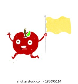 caricatura manzana graciosa con bandera