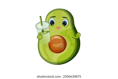 Cartoon funny avocado vector illustration
