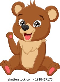 Cartoon funny baby bear sitting