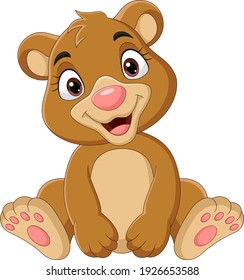 Cartoon funny baby bear sitting