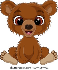 Cartoon funny baby bear sitting