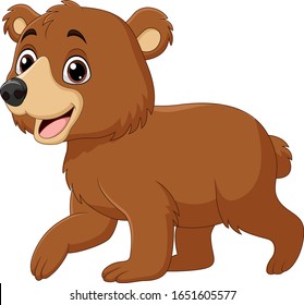 Cartoon funny baby bear walking