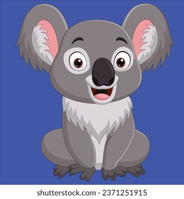 Cartoon funny baby koala sitting character design illustration