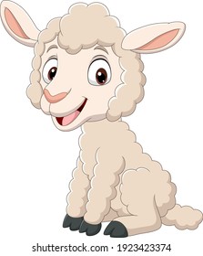 Cartoon Funny Baby Lamb Sitting