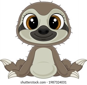 Cartoon funny baby sloth sitting