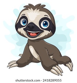 Cartoon funny baby sloth sitting