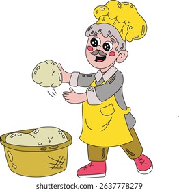 Cartoon funny baker illustration vector