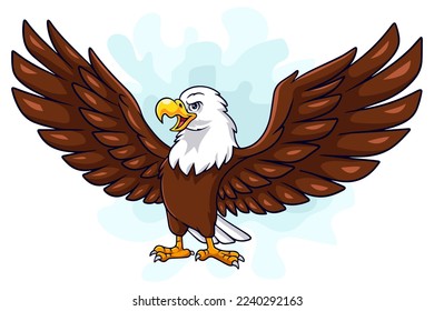 Cartoon funny bald eagle bird isolated on white background