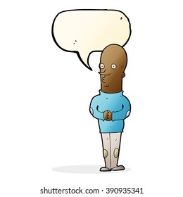 caricatura calvo gracioso con burbuja de habla