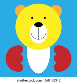 Cartoon funny bear. Bear flat icon. Vector illustration of a cute bear cub.