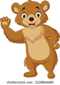 Cartoon funny bear waving hand