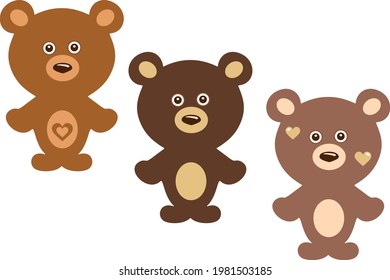Los osos graciosos de la caricatura en un set. Imagen vectorial.