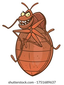 Cartoon Funny Bedbug Vector Illustration. Bedbug Series.