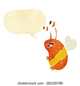 cartoon funny bee with speech bubble