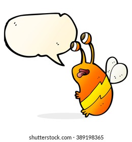cartoon funny bee with speech bubble