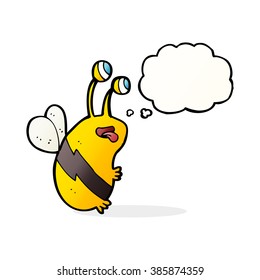 cartoon funny bee with thought bubble