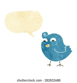 pájaro divertido de caricatura con burbuja de habla
