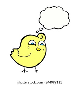 pájaro gracioso de dibujos animados con burbuja de pensamientos