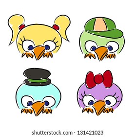 Cartoon funny birds (vector)