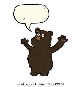 caricatura oso negro gracioso con burbuja de habla