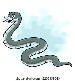 Cartoon funny black mamba snake isolated on white background