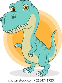 Cartoon funny blue dinosaur on white background