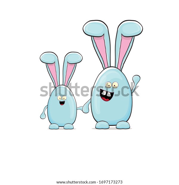 Cartoon Funny Blue Easter Bunny Isolated Stock Vector (Royalty Free ...