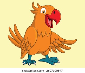 Cartoon funny blue macaw isolated on white background vector illustration