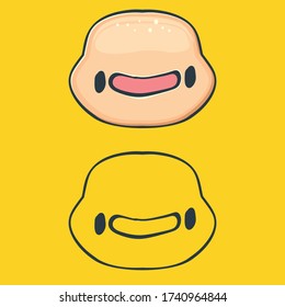 Caricatura graciosa cara de niño aislada en el fondo naranja, niños felices de caricatura con el pelo gracioso. 1 de junio antecedentes del día internacional de los niños con un pequeño niño sonriente icono o etiqueta