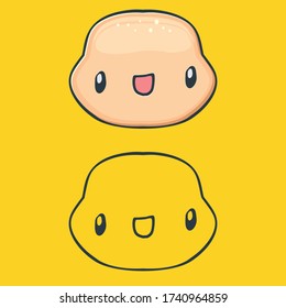 Cartoon funny boy face isolated on orange background, Cartoon happy children with funny hair. 1 june international childrens day background with little smiling baby boy icon or label