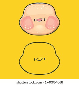 Cartoon funny boy face isolated on orange background, Cartoon happy children with funny hair. 1 june international childrens day background with little smiling baby boy icon or label