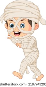 Cartoon Funny Boy Wearing In Mummy Costume