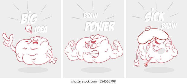 Cartoon funny brain collection set