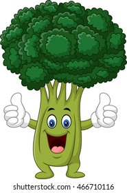 Cartoon funny broccoli giving thumb up