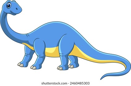 Cartoon funny Brontosaurus isolated on white background