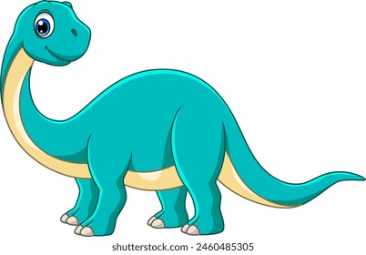 Cartoon funny Brontosaurus isolated on white background