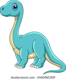 Cartoon funny Brontosaurus isolated on white background