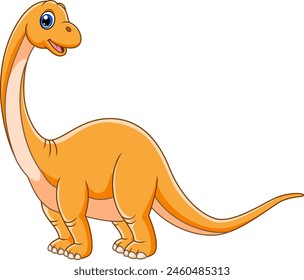 Cartoon funny Brontosaurus isolated on white background