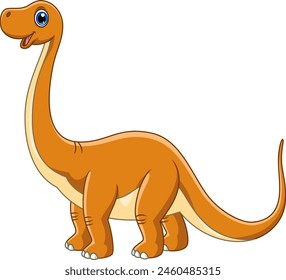 Cartoon funny Brontosaurus isolated on white background