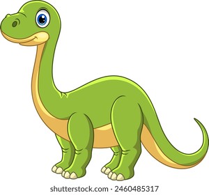 Cartoon funny Brontosaurus isolated on white background